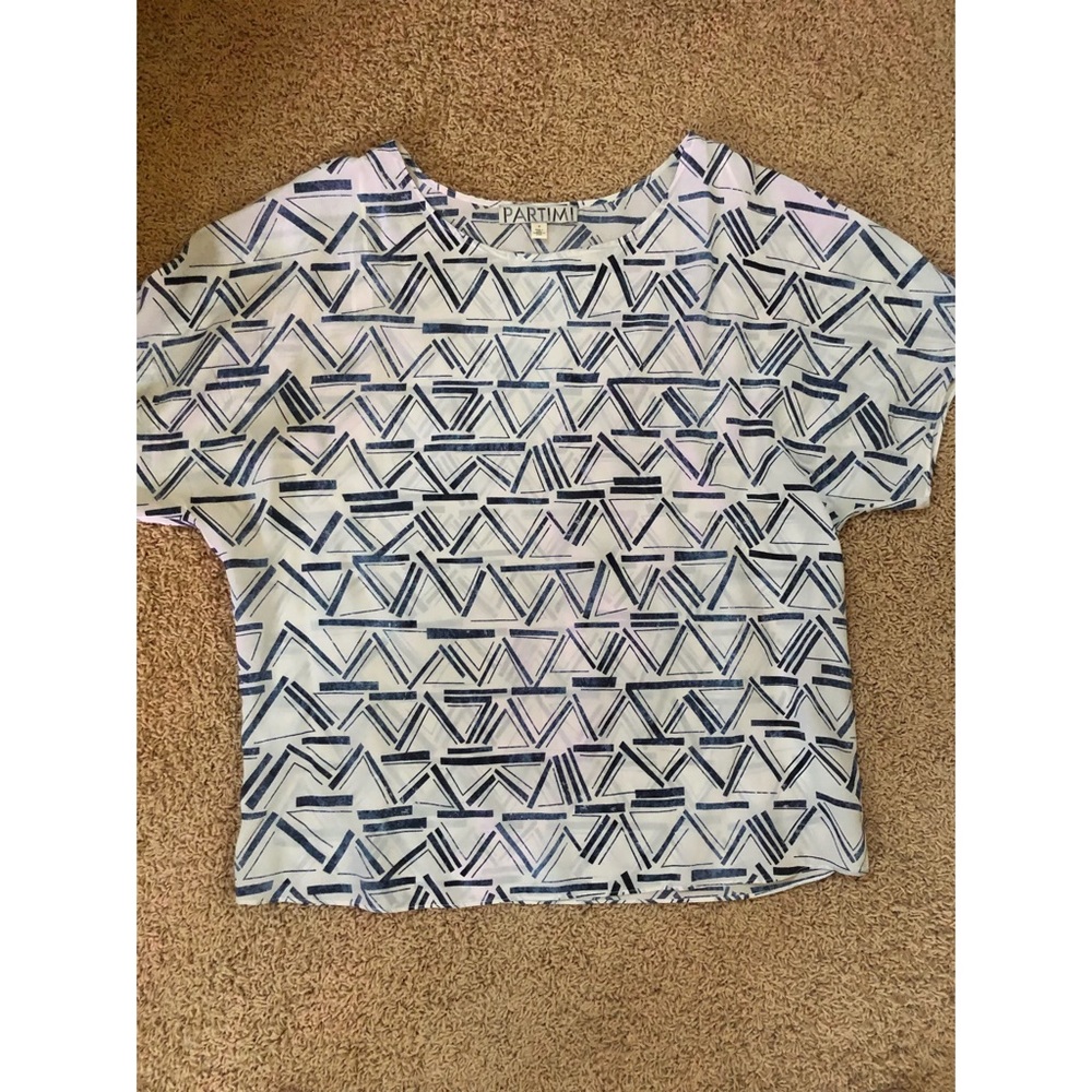 Anthropologie Partime 100% Silk Geometric Top SZ 6